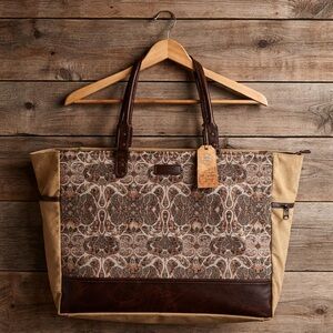 Stylish Brown Patterned Hobo Tote Bag